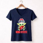 Ohio State Buckeyes Baby Yoda Football Fan 9 Womens V Neck.jpg