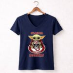 Oklahoma Sooners Baby Yoda Holding Skull 9 Womens V Neck 1.jpg