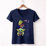 Patriots-Groot-and-Baby-Yoda-with-New-England-Football-5-Womens-V-Neck