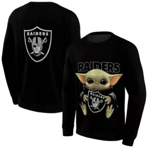 Personalized Las Vegas Raiders Baby Yoda Hug Logo Black AOP Sweatshirt 1.jpg