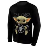 Personalized Las Vegas Raiders Baby Yoda Hug Logo Black AOP Sweatshirt 2.jpg