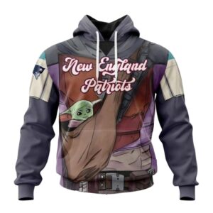 Personalized New England Patriots Mandalorian And Baby Yoda All Over Print Hoodie 1.jpg