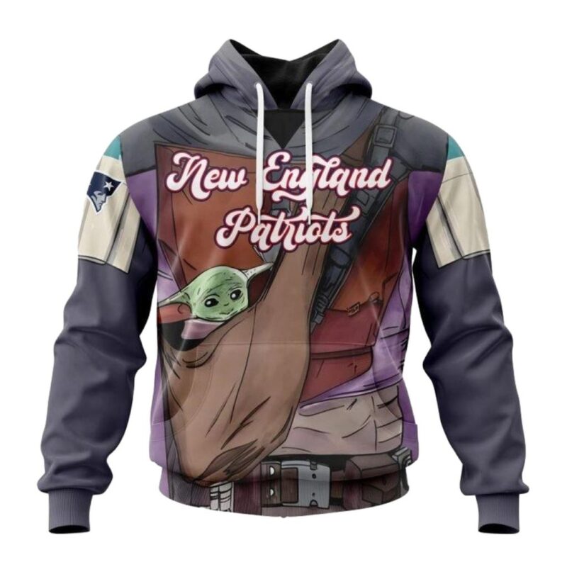 Personalized New England Patriots Mandalorian And Baby Yoda All Over Print Hoodie 1.jpg