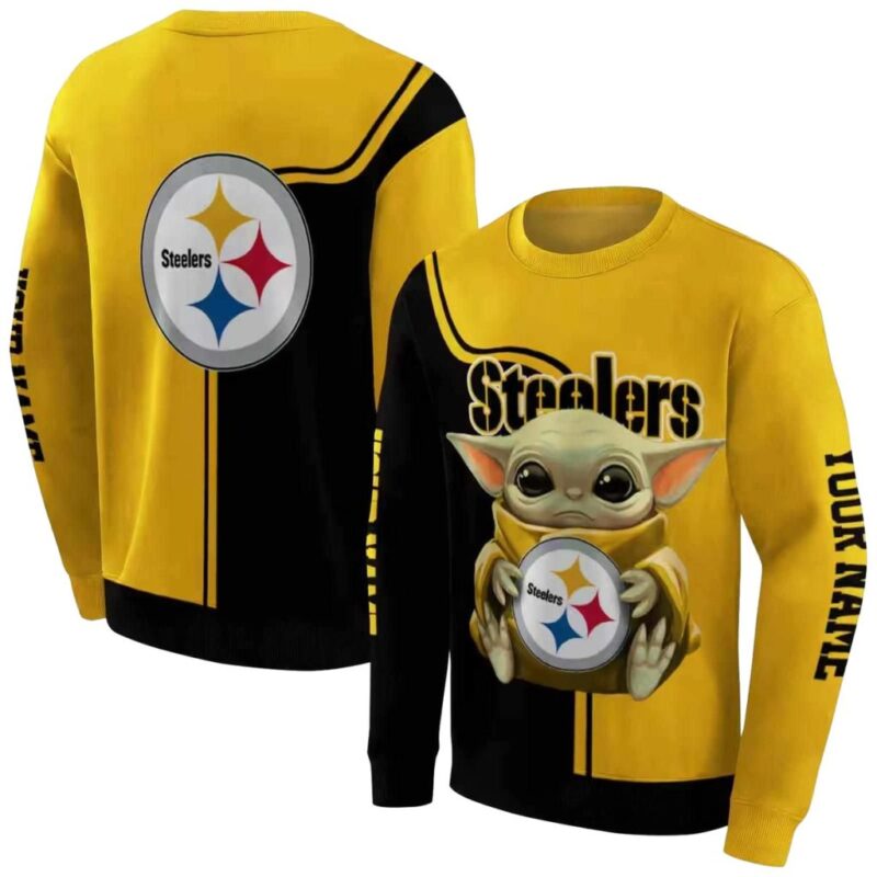 Personalized Pittsburgh Steelers Baby Yoda All Over Print Sweatshirt 1.jpg