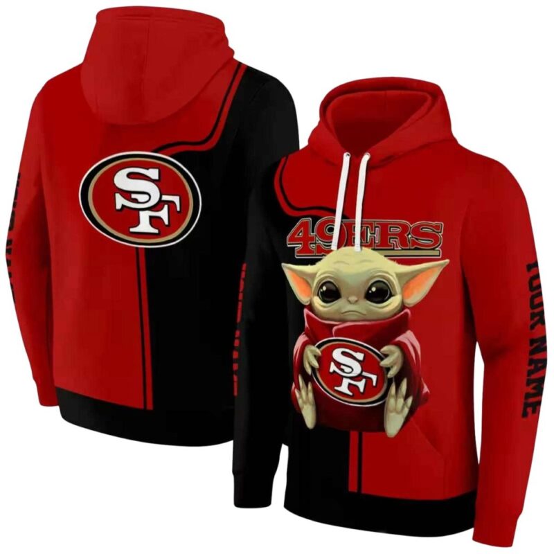 Personalized San Francisco 49ers Baby Yoda Red Black All Over Print Hoodie 1.jpg