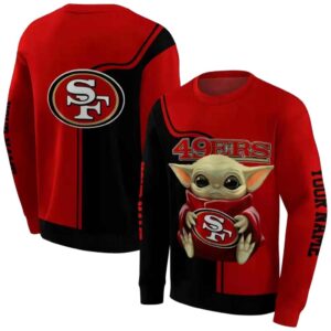 Personalized San Francisco 49ers Baby Yoda Red Black All Over Print Sweatshirt 1.jpg