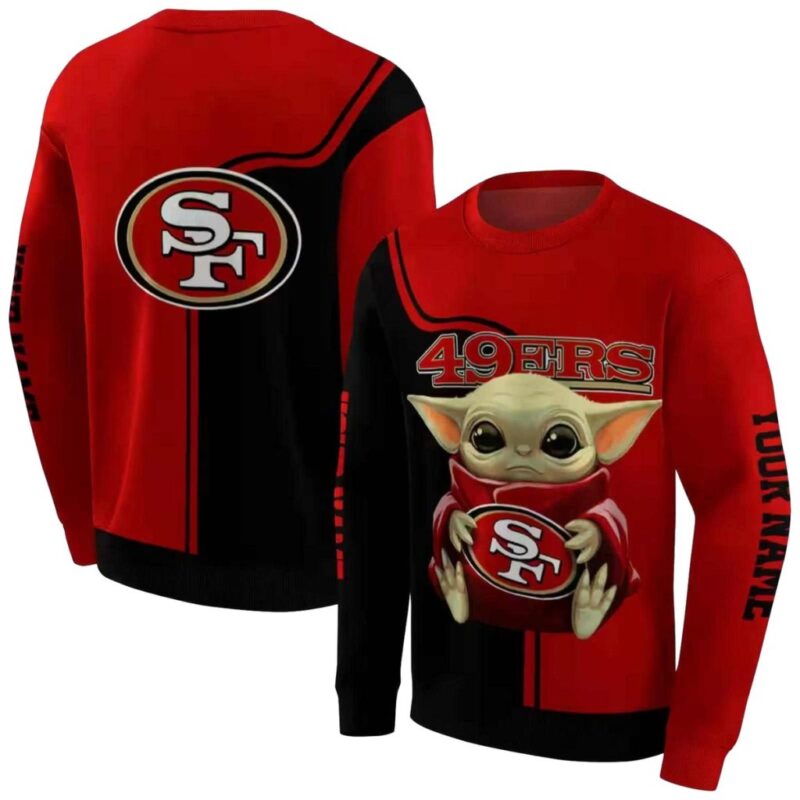 Personalized San Francisco 49ers Baby Yoda Red Black All Over Print Sweatshirt 1.jpg