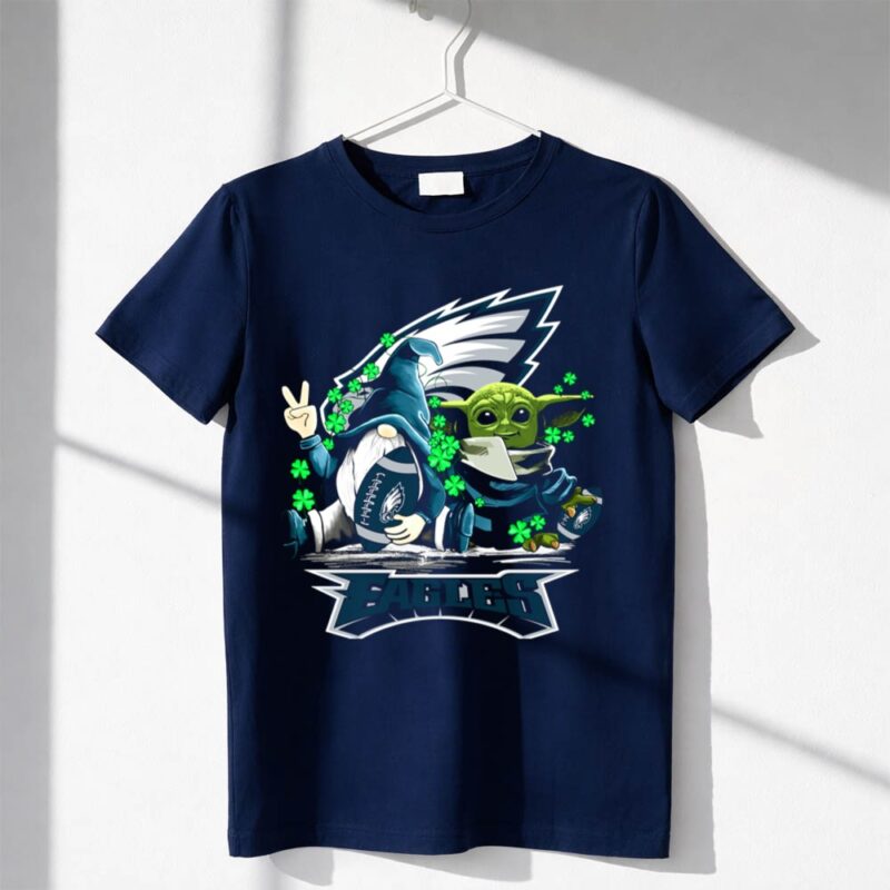 Philadelphia Eagles Leprechauns Gnomes Baby Yoda Hug Football 1 T Shirt