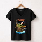 Philadelphia Flyers Baby Yoda Hockey Stick Collaboration 5 Womens V Neck.jpg