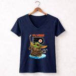 Philadelphia Flyers Baby Yoda Hockey Stick Collaboration 9 Womens V Neck.jpg