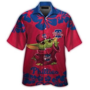 Philadelphia Phillies Baby Yoda Floral Hawaiian Shirt 1.jpg