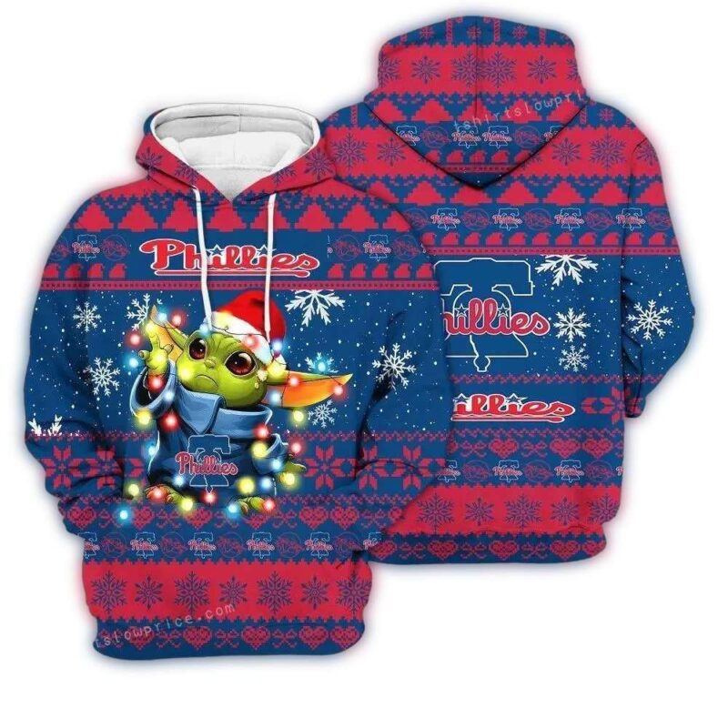 Philadelphia Phillies Baby Yoda Star Wars Ugly Christmas 3D Hoodie 1.jpg