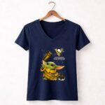Pittsburgh Penguins Baby Yoda Hockey Star Wars Crossover 9 Womens V Neck 1.jpg