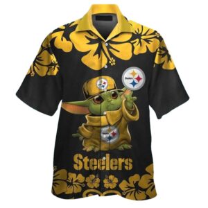 Pittsburgh Steelers Baby Yoda Hibiscus Hawaiian Shirt 1.jpg