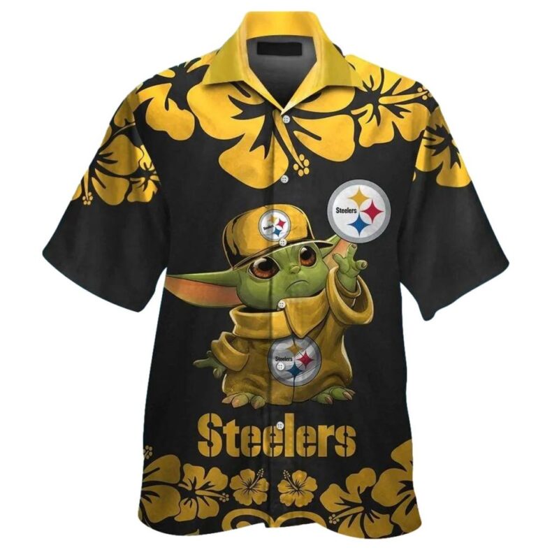 Pittsburgh Steelers Baby Yoda Hibiscus Hawaiian Shirt 1.jpg