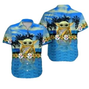 Pittsburgh Steelers Baby Yoda Hug Ball Hawaiian Shirt 1.jpg