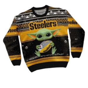 Pittsburgh Steelers Baby Yoda Hug Ball Ugly Sweater 1.jpg