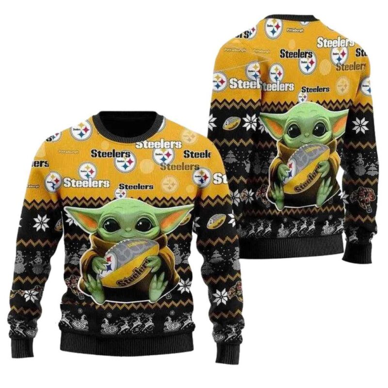 Pittsburgh Steelers Baby Yoda Santa Claus Hug Ball Ugly Sweater 1.jpg