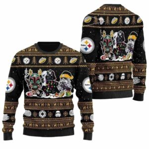 Pittsburgh Steelers Star Wars Darth Vader Boba Fett and Stormtroopers Ugly Sweater 1.jpg