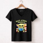 Read Across America Baby Yoda Cat in the Hat American Flag 5 Womens V Neck.jpg