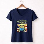 Read Across America Baby Yoda Cat in the Hat American Flag 9 Womens V Neck.jpg