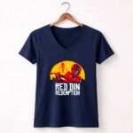 Red Din Redemption Mandalorian Bounty Hunter Star Wars 9 Womens V Neck.jpg