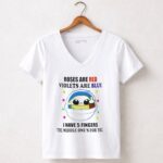 Roses Are Red Violets Are Blue I Have 5 Fingers The Middle Ones For You Yoda Star Wars 5 Womens V Neck.jpg