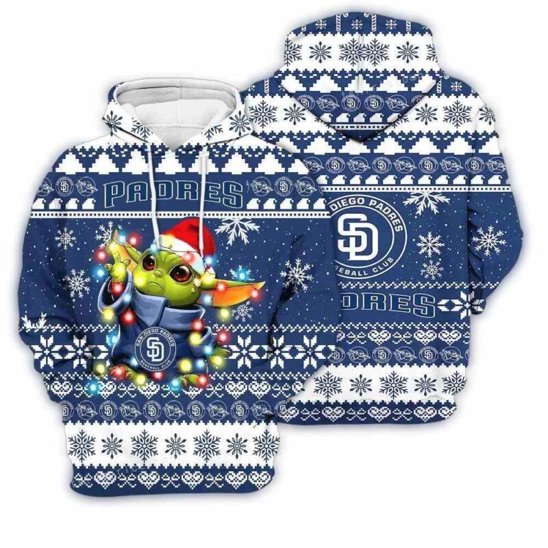 San Diego Padres Baby Yoda Star Wars Ugly Christmas 3D Hoodie 1.jpg