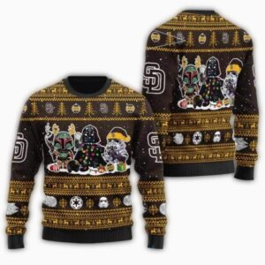 San Diego Padres Christmas Sweater Star Wars Characters Theme 1.jpg