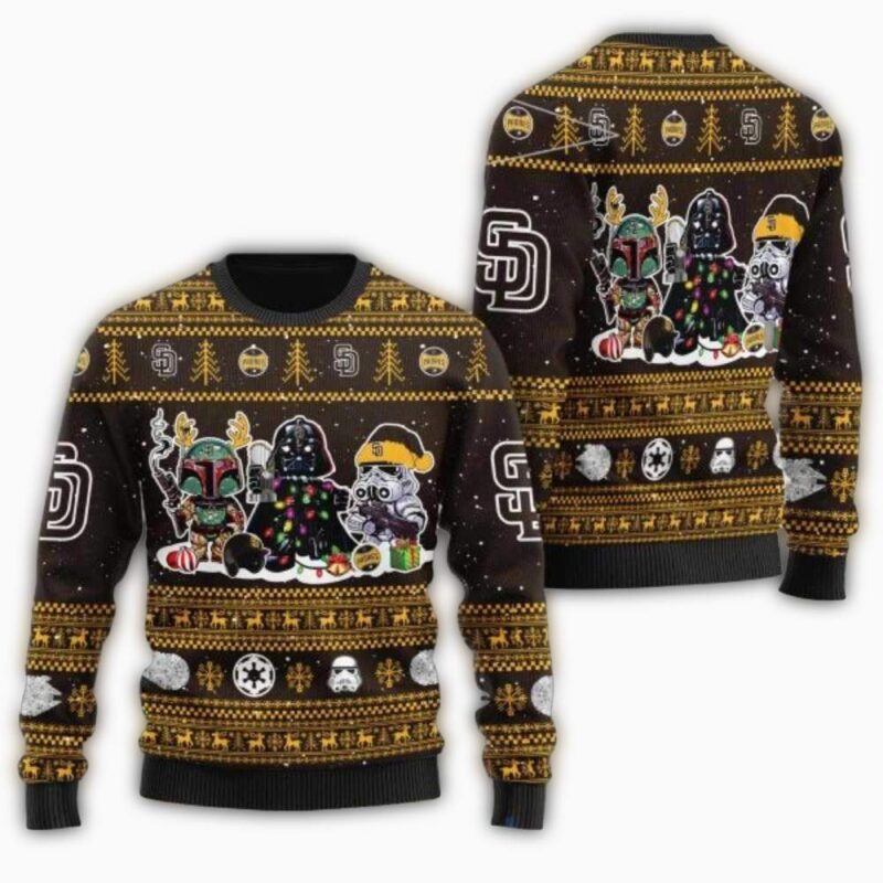 San Diego Padres Christmas Sweater Star Wars Characters Theme 1.jpg