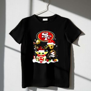 San Francisco 49ers Baby Yoda And Groot Santa Chibi Christmas Shirt