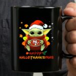 San Francisco 49ers Baby Yoda Happy Hallothanksmas 3 mug.jpg