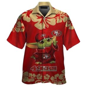 San Francisco 49ers Baby Yoda Hibiscus Hawaiian Shirt 1.jpg