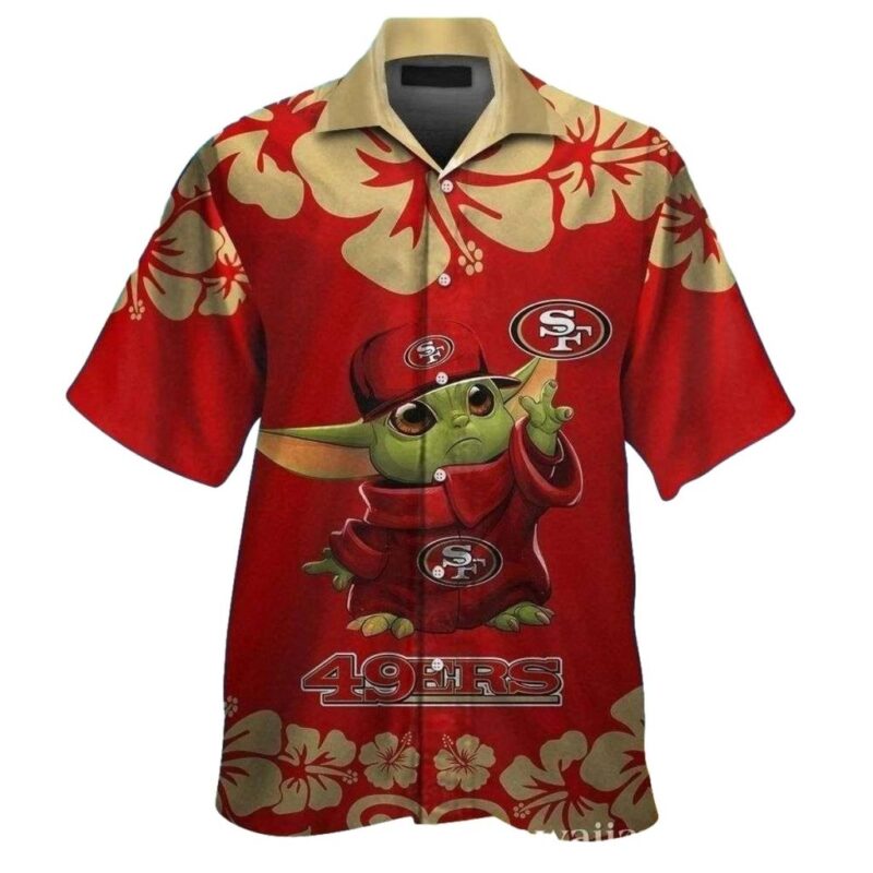 San Francisco 49ers Baby Yoda Hibiscus Hawaiian Shirt 1.jpg