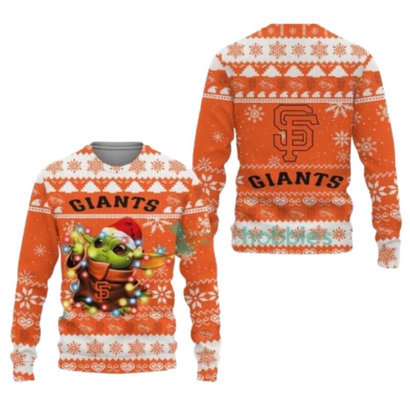 San Francisco Giants Baby Yoda Christmas Lights Ugly Sweater 1.jpg