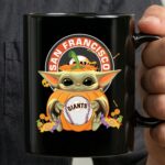 San Francisco Giants Halloween Baby Yoda Pumpkin Hug Baseball 3 mug.jpg