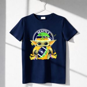 Seattle Seahawks Halloween Pumpkin Baby Yoda Hug Shirt