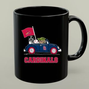 St Louis Cardinals Darth Vader Baby Yoda Driving Car Star Wars Baseball 1 mug.jpg