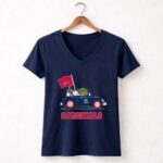St Louis Cardinals Darth Vader Baby Yoda Driving Car Star Wars Baseball 9 Womens V Neck.jpg