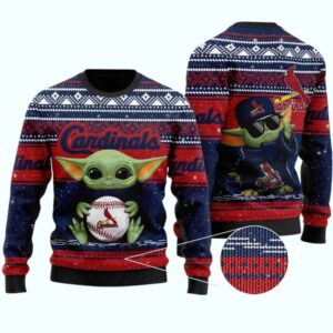 St Louis Cardinals Grogu Baby Yoda Hug Logo Ugly Sweater 1.jpg