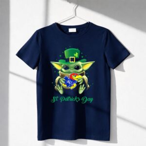 St Patricks Day Kansas Jayhawks Baby Yoda Ku Shirt