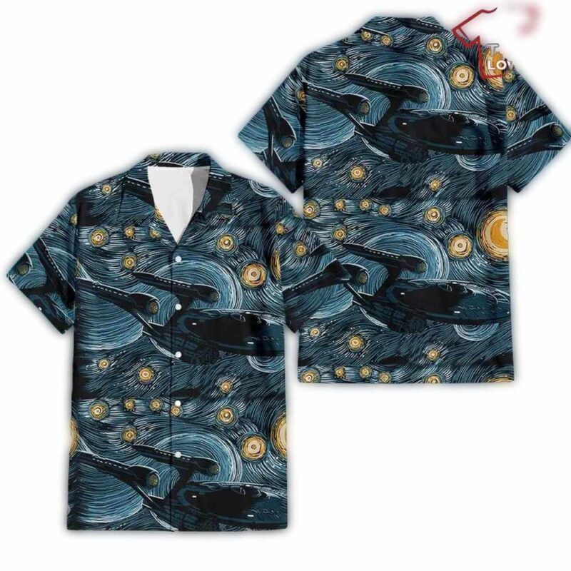 Star Trek Spaceship Star Wars Starry Night Hawaiian Shirt And Shorts 1.jpg