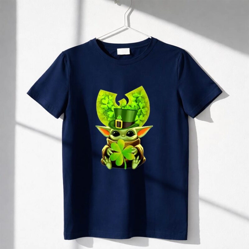 Star Wars Baby Yoda hug Wu Tang Clan Logo St Patricks Day 1 T Shirt