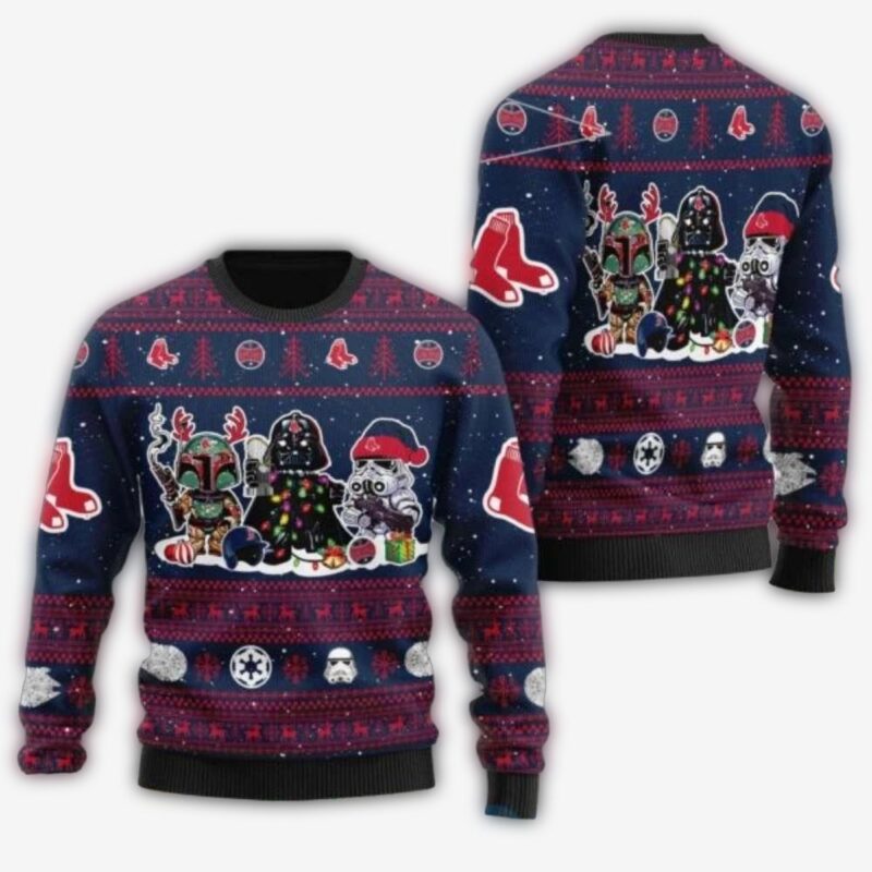 Star Wars Characters Boston Red Sox Ugly Christmas Sweater With Holiday Lights 1.jpg