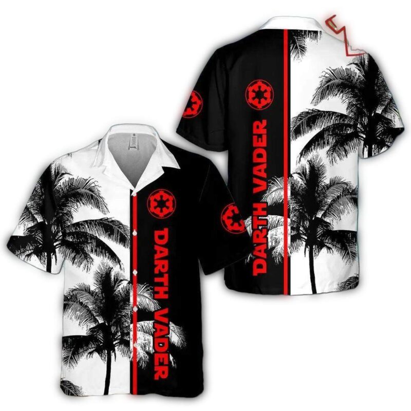Star Wars Darth Vader Palm Tree All Over Print 3D Aloha Summer Beach Hawaiian Shirt Black White 1.jpg