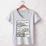 Star Wars Mandalorian Baby Yoda The Child Protect Attack Snack Comic Strip 9 Womens V Neck.jpg