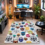 Star Wars Mandalorian Colorful Helmet Gaming Rectangle Rug 2.jpg
