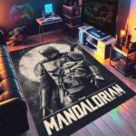 Star Wars Mandalorian Grogu Baby Yoda Retro Rectangle Rug 1.jpg