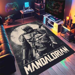 Star Wars Mandalorian Grogu Baby Yoda Retro Rectangle Rug 1.jpg