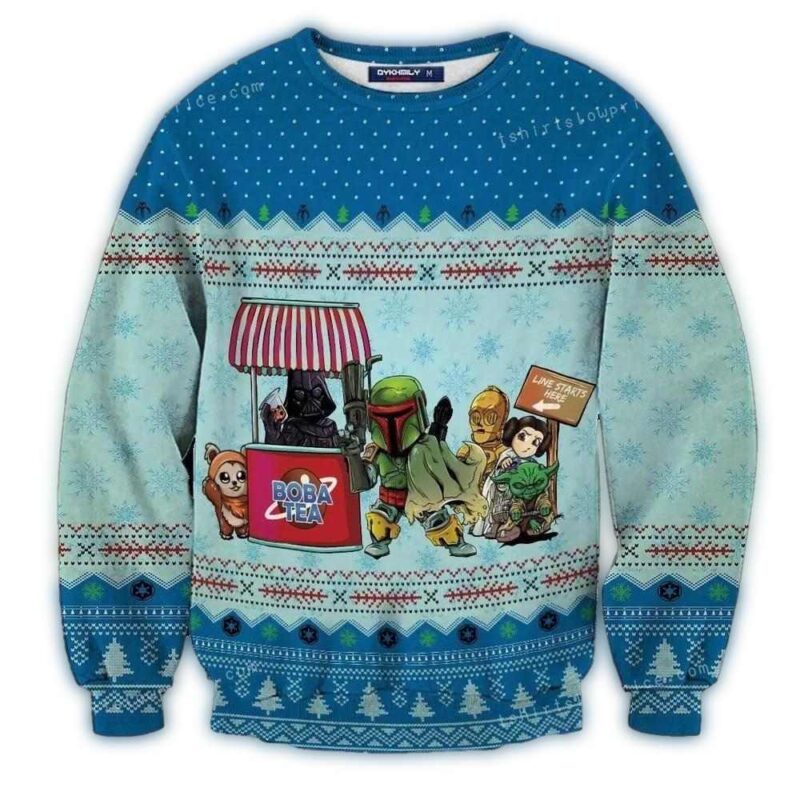 Star Wars Queue For Bobatea Christmas Ugly Sweater Party 1.jpg